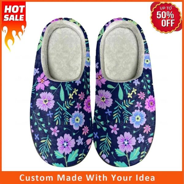 Pantofole Le bellissime fiori di pianta stampa casa cotone da uomo personalizzato sandali plushals casual mantieni scarpe calde thermal slippe