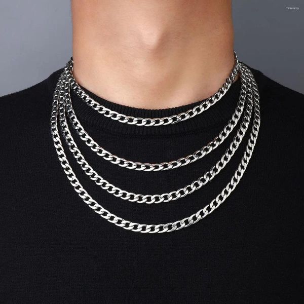 Ketten Trendy Hip Hop Edelstahl 7mm Breite Kuba Link Dicke Halskette für Männer Frauen Schmuckzubehör vertrauen nie