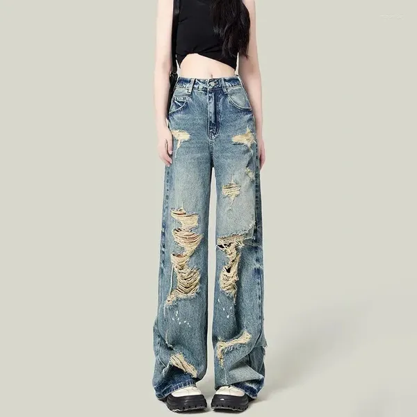 Jeans femminile estate grandi dimensioni piene di stile stradina stradina pantaloni gamba larga donna baggy pantaloni dritti hip-hop femminile