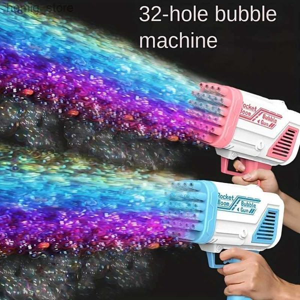 Sabbia gioca d'acqua divertimento pistola a bolle elettriche per giocattoli per bambini a 32 buche a bolle a bolla a bolle senza bolle pistola a bolle elettrica y240416