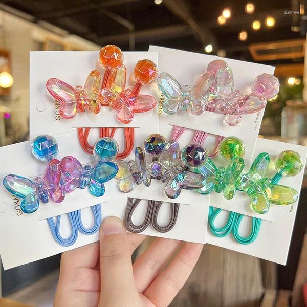 Accessori per capelli 2 pezzi adorabili cartone animato Transparent Girls Elastic Bands Bands Princess Children Ties Ties Tieshwear per bambini