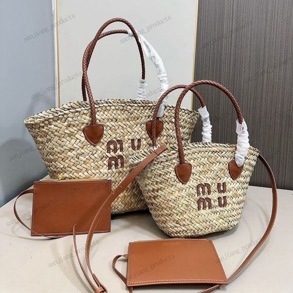 Top Luxury Designer Beach Totes Taschen Miui Handtasche Stroh Rattan Unterarm Bag Korb Lady gehobene Schultern Bag Leder Schultergurt Kreuzkörper Kosmetikbeutel Geldbörsen