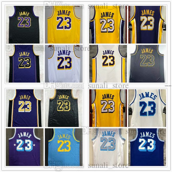 LeBron 23 James Basketball Jerseys Team City Black Purple Yellow White Homens Mulheres Juventude