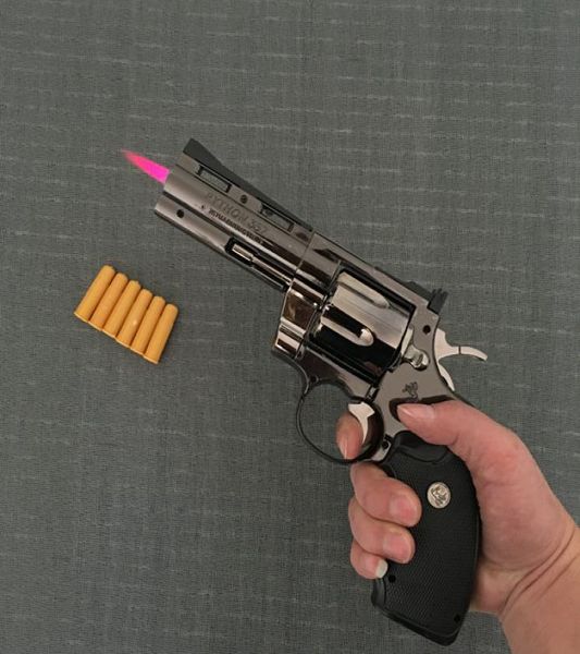 Python Revolver Accendino in metallo più leggero tipo pistola gonfiabile mobili più leggeri ornamenti ornamenti personalizzati 357 pistola Li6551529