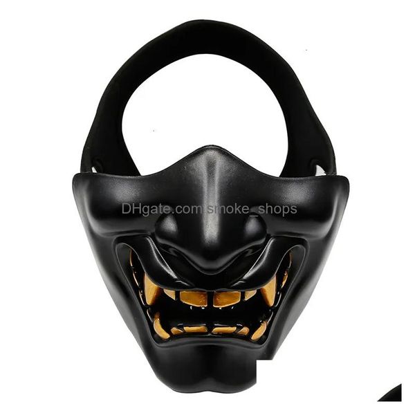 Maschere per feste airsoft paintball militare tattico tattico prajna a metà facciata maschera samurai hannya horror skl halloween caccia alla caccia 230802 dhwoc