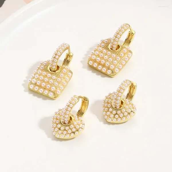 Dangle Ohrringe 5pairs Koreanischer Stil 18K Gold plattiert Perlen Perlen Square Star Heart Drop Huggie Ohrringtemperament für Frauen Damen Damen