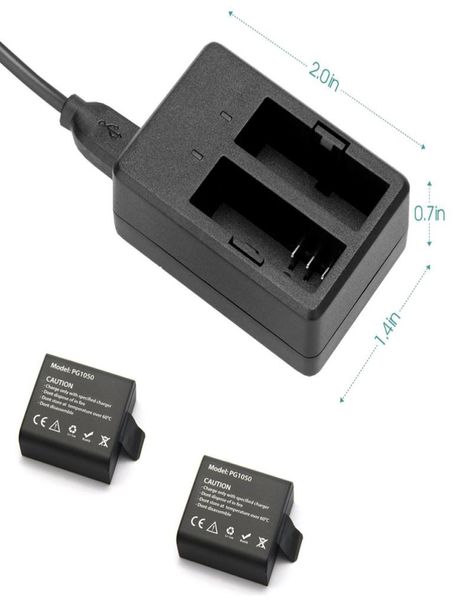 Caricatore del caricabatterie USB Dual Caricatore per Eken H9 H9R H3 H3R H8PRO H8R H8 PRO SJCAM SJ4000 SJ50003759725