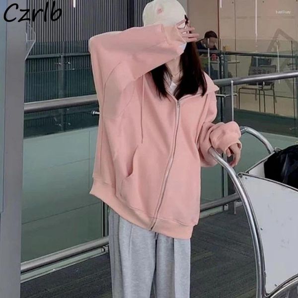 Hoodies femininos com chapéu Mulheres estéticas de inverno quente rosa doce doce as colegas casuais