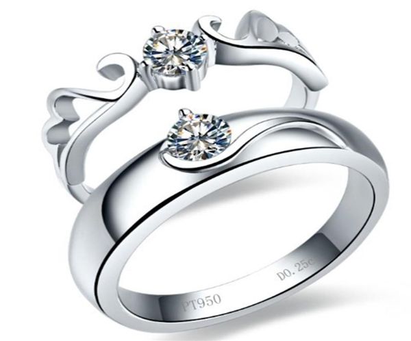 Ангел крыло Solid 18k 750 белого золота пара 025ct025ct Diamond Lover039s Свадебные кольца его и ее любовное обещание Ring2058140