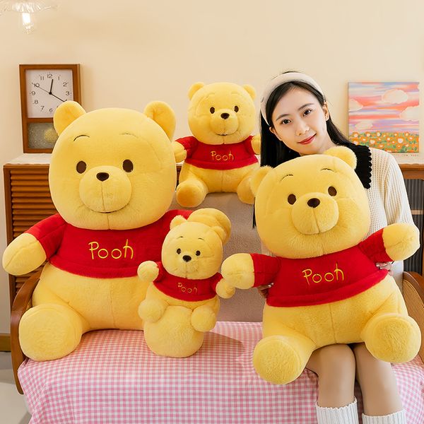 Cartoon fofo clássico boneca amarelo de urso amarelo grande brinquedo macio macio e fofo boneca pequena garotinha de dormir travesseiro de dormir