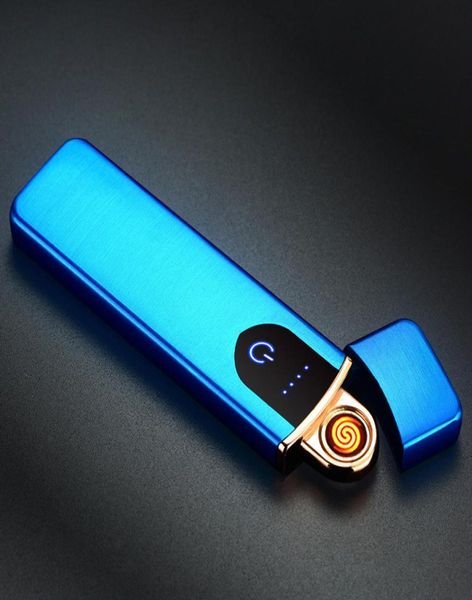 Электрическая зажигалка USB Rechargable Ligher Suil Hearter Sigar Signing Control Sensication Case Blue Red Gold Silver Black5011557