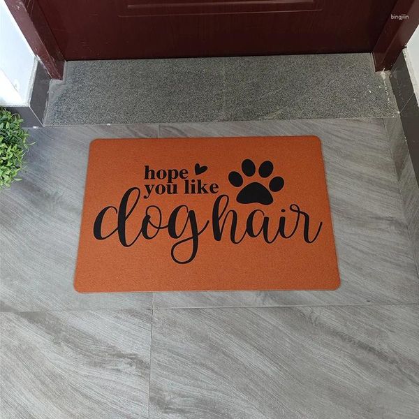 Tappeti poristici personalizzati tappetino per porte di ingresso personalizzate personalizzate portemat divertenti benvenuto per tappeto carattere spero che ti piacciono i capelli per cani