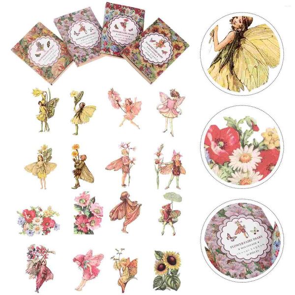 Brocada de presente 4 caixas adesivos decorativos de manual para registro de diário Fairy Flower The Pet Wedding Scrapbook