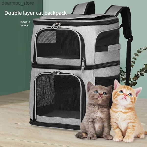 Carries de gatos Crates Houses Double Camada Backpack Pet Mack