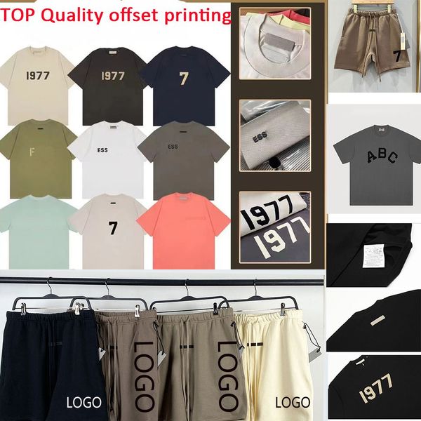 2024SS EssentialShorts Mens Designer Maglietta ESS Shirts Maglietta da uomo T-Shirt casual 1977 Lettera di cotone Shirt stampato Schermo da donna Schermo di abbigliamento da donna Tshirt XSZ