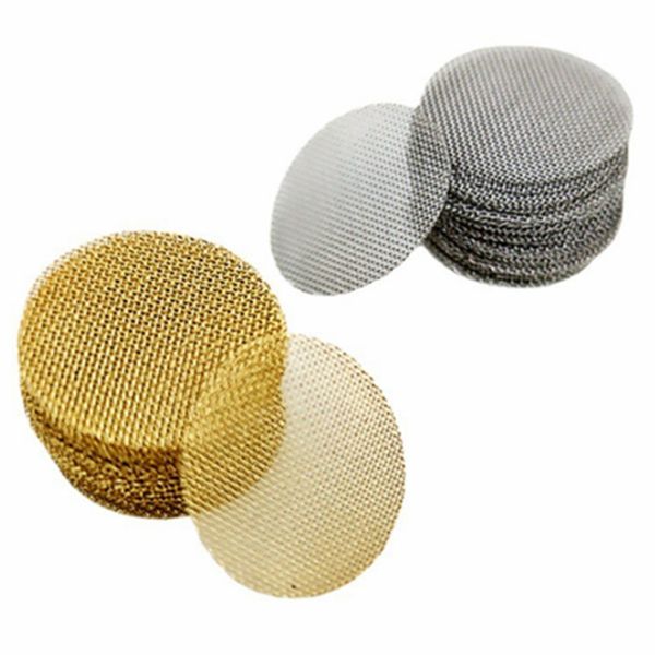 Dicke Messingrauchgnade Edelstahl Langlebige Bildschirme Silber Gold Farbe 7 Modelle Größe Metall Mesh Hand Zigaretten Tabakrohr 100pcs/Los Raucherzubehör