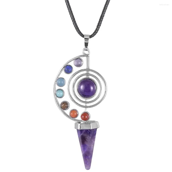 Collane a pendente 7 Chakra Tree of Life Fraged Crystal Crystal Dealing Gemstone Gioielli per collana fai -da -te che produce accessori