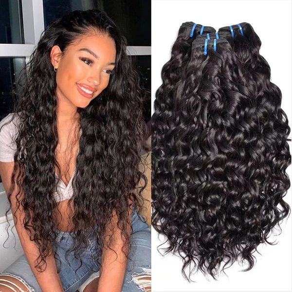 Pacotes de ondas de água brasileiras 100% cabelos humanos reais 13 pcslot Remy para mulheres negras cor natural 1b 240401