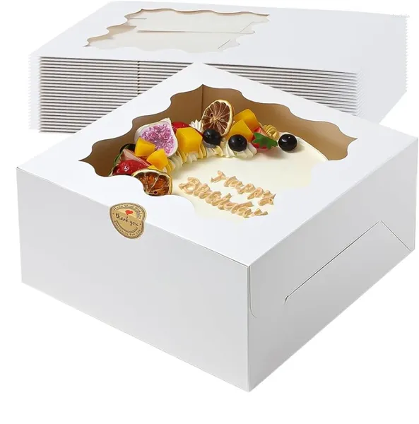 Wrap regalo 10pcs scatole per torta con vetrine per panetteria per dolci cioccolatini cupcakes di compleanno di compleanno San Valentino