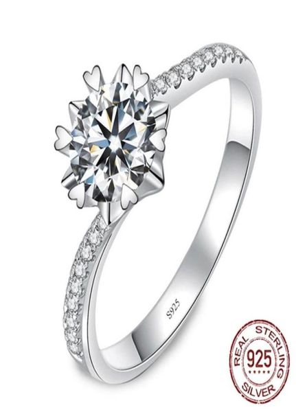 Luxo Solitaire 1 Laboratório de Carat Ring Diamond Real 925 Sterling Silver Jewelry Engagement Baia de casamento Mulheres Presente de aniversário J28122508528721