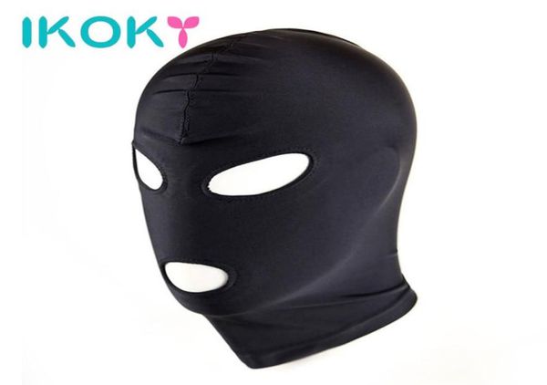 Ikoky Sexy Head Mask Slave Toys eróticos SM Bondage Restrient Hood Máscara de Jogos Adultos Black Adult Toys Sex Capfe para Casal S9242204216