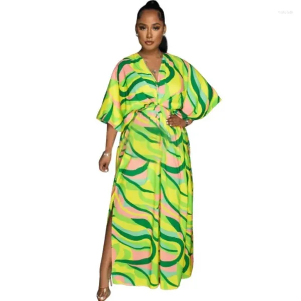 Abbigliamento etnico abiti africani eleganti per donne dashiki stampato lungo abito maxi abito estate sottile a fessura casual fece fata arrivo