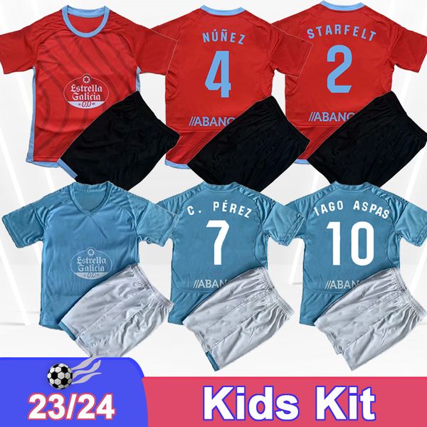 23 24 RC Celta de Vigo Kids Kit Soccer Jerseys Franco de La Torre Franco Cervi Nunez F.beltran Home Away детская футбольная рубашка короткая костюма форма