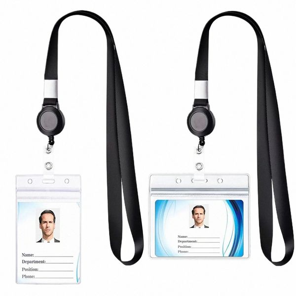 Badge Rekgeble Reb Reel Neck Cint Banyard con copertura per carta per la carta d'identità Cellphe Key Employee Distinente di lavoro Badge Strap Codice H9LL#