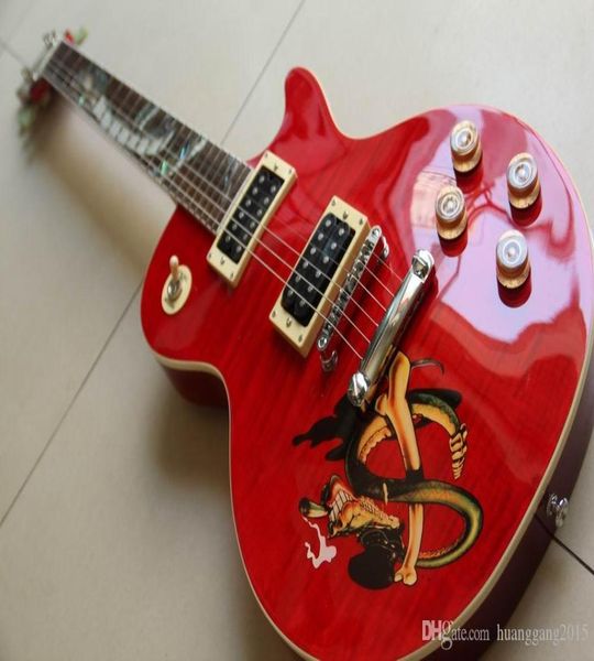 Gibsolp Custom Slash Guitar Guitarra mogno Abalone Snake Inlay Qualidade em Red L 1208104659697