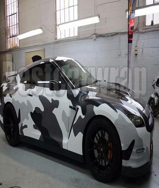 Large Jumbo Camo Wrap Black White Grey Grey Full Car Wraping Camouflage Folienaufkleber mit luftfrei / Größe 1,52 x 30 m / Roll 5x98ft8011143