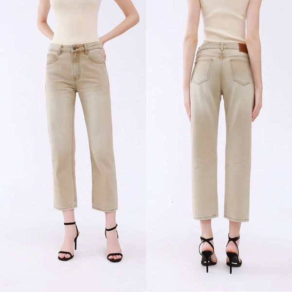 2024 Summer New High Waist Slim e Slione Small Boyfriend Straight Tube Pants Female