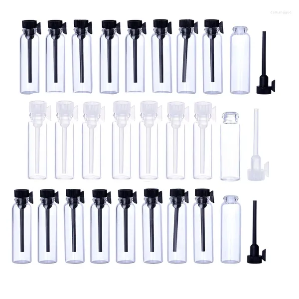 Lagerflaschen 30pcs 1-3ml leere Parfümprobe Mini-Glas-nachfüllbares Fläschchenbehälter für ätherische Ölduft und Flüssigkeit