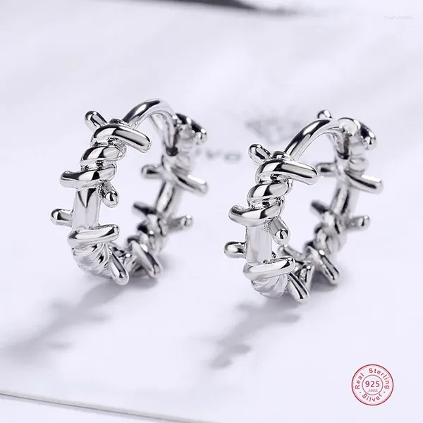 Brincos de garanhão requintado feminino 925 Sterling Silver Twist Botão redondo geométrico para mulheres pendientes de presente de jóias de casamento