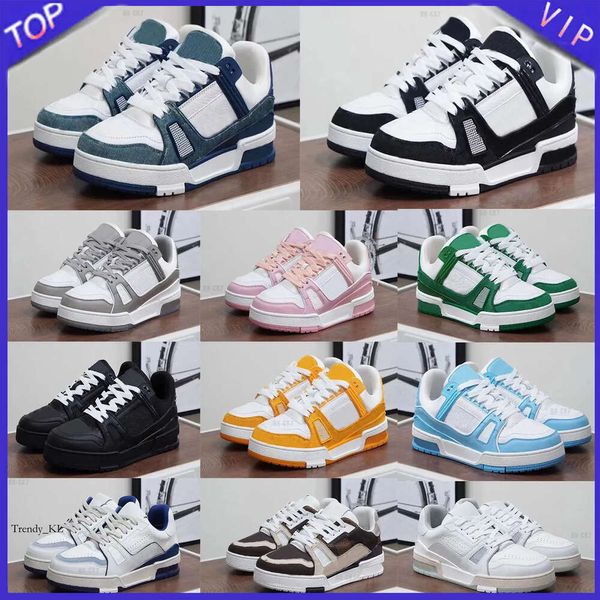 Новый дизайнер Louiseviutionbag Shoes Flat Sneaker, выбранные повседневные джинсовые холст кожаная модная платформа Mens Mens Mens Womens Low Trainers Размер 36-45 81