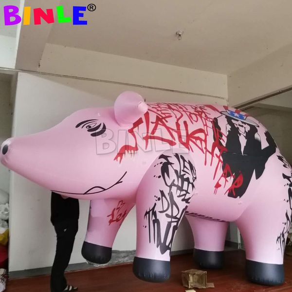 20 pés comprimento Oxford Giant Inflatable Pig Balloon com impressão colorida mascote ao ar livre Decoração de animais para eventos de desfile