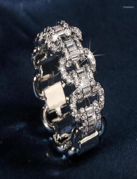 Anéis de casamento Cadeia brilhante para meninas link ed ed geométrica Mulheres elegantes e elegantes tocam joias da moda de alta qualidade7387286