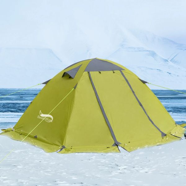 Tenda de acampamento do deserto Fox com saia de neve de inverno tipo 2 pessoas quentes tendas para caminhadas viajando 4 estações de mochila ao ar livre 240416