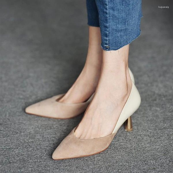 Kleiderschuhe europäische und amerikanische matte Farbe passende schlanke Heels 2024 spitz leuchtend Nackt Casual Minimalist High Zapatos Mujer