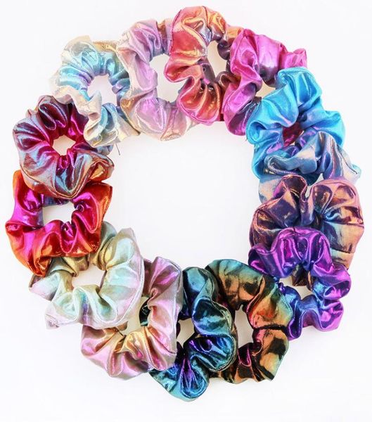 Banda de cabelo elástica de laser metálico brilhante para mulheres garotas Scrunchies Hair Rubber Ties Ponytailt Helfand Banda de Natal Accesso7568698