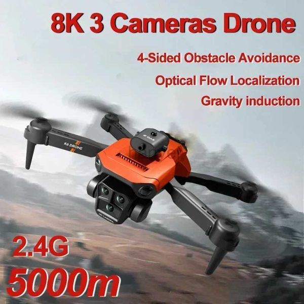 Drones 8k 3 Câmera Drone Fluxo óptico Lente elétrica 360 Photografia aérea de evitar obstáculos Quadcopter para viagens 240416