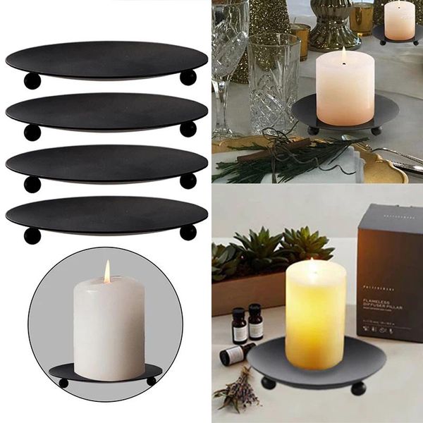 Titulares de vela Placa de ferro Placa Decorativa Velas de pilares Bandeja de base para a decoração da festa de aniversário da mesa de jantar de spa de cera Decoração