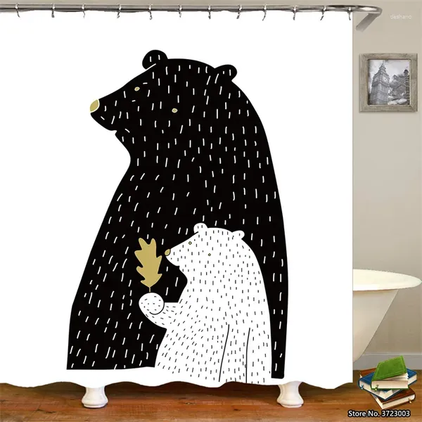 Tende per doccia Lettere animali da cartone animato 3d HD Digital Stampa impermeabile e muffa decorazione del bagno tende da bagno Non slip