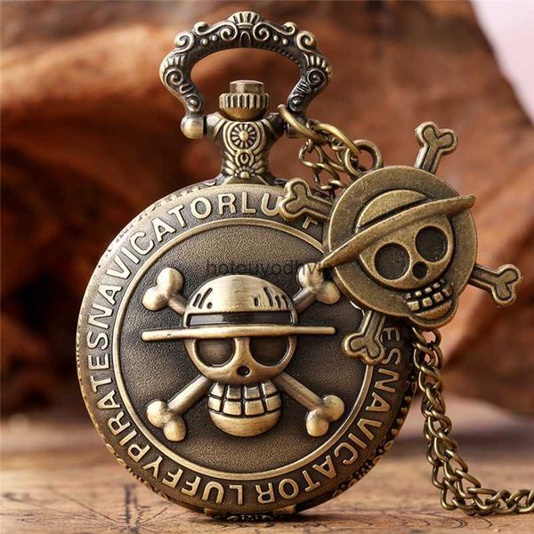 Old Fashion Pocket Watch Japan Anime One Piece Design Men Women Quartz Analog Watches Gift Gift Gift