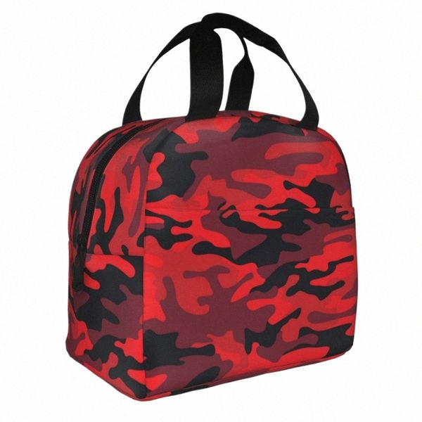 sacca da pranzo isolata mimetica rossa militare ad alta capacità camo texture pranzo center boor box box pranzo box da viaggio da viaggio d5ht##