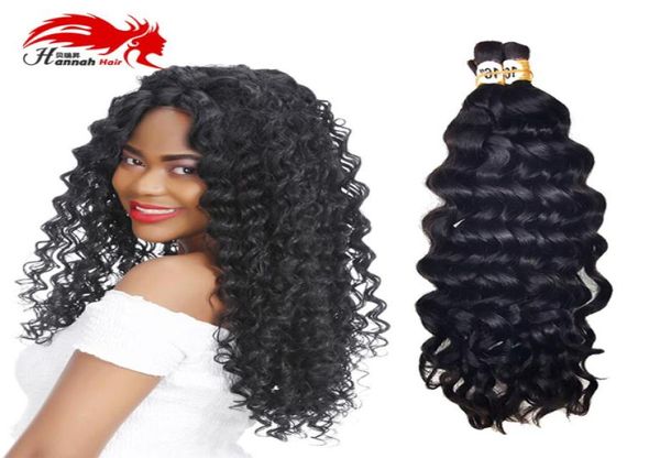 Cabelo a granel humano para trançar sem acessório Mongol Afro Afro Deep Curly Crochet Braids 3 Peças Natura