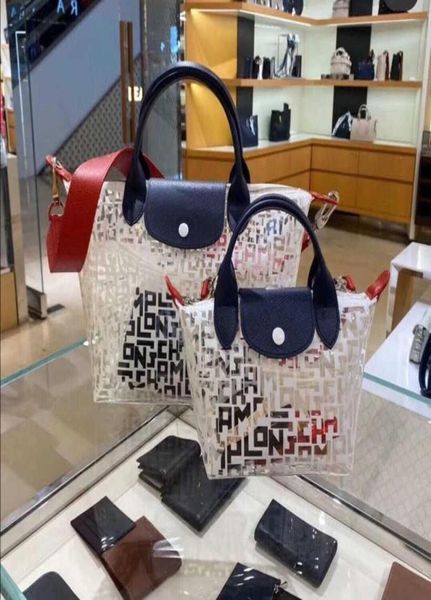 Women Plastic Tote Fashion Sera di stoccaggio carino sacchetti trasparenti per trucco con maniglie designer di lusso con cerniera wallet borsetta crossbo7078426