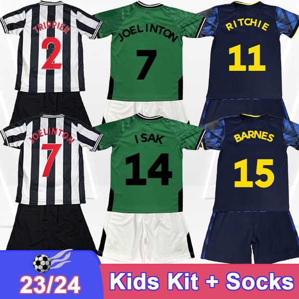 23 24 Trippier tonali kit kit maglie da calcio Wilson Joelinton Barnes Isak Almiron Burn Willock Gordon a casa 3 ° bambino camicie da calcio a manica corta