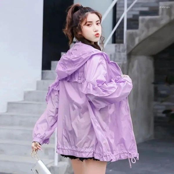 Frauenjacken 2024 Sommer Casual Thin Short Copp Female Female Zipper Langarm Sonnenschutz Top Jacke XL XL