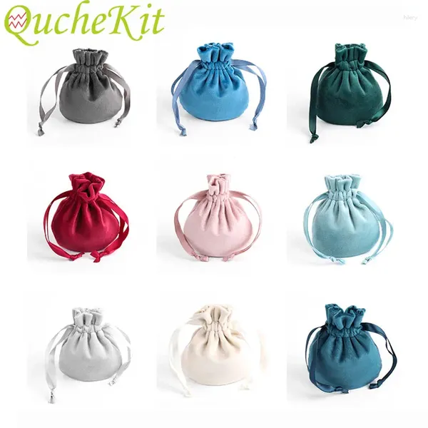 Geschenkverpackung 5pcs Velvet -Taschen Backweckerkekse Verpackungstasche Kordelkordelbeutel Schmuck Hochzeit Weihnachten