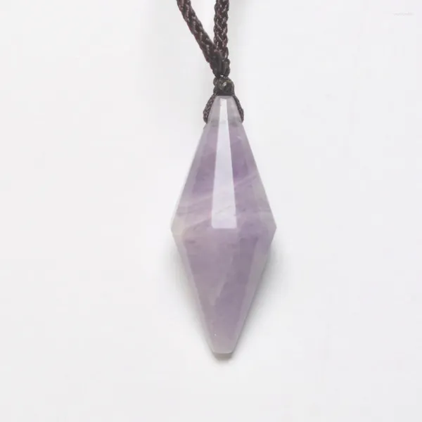 Colares pendentes Amethyst Stone Ajustável Nylon Colar Jóias 1pcs F426